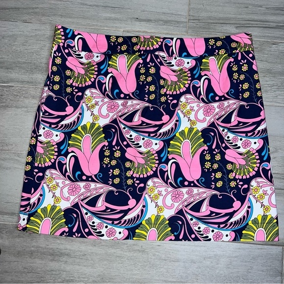 Tracy Negoshian Pink and Navy Sara Cotton Stretch Mini Skirt, Women’s Size 10 - Picture 1 of 9
